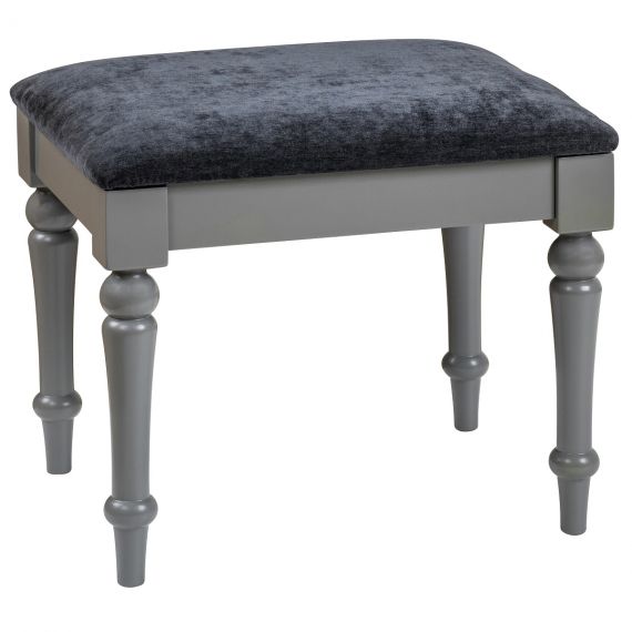 Pebble Oak & Painted Dressing Table Stool - Charcoal Fabric Seat Pad.