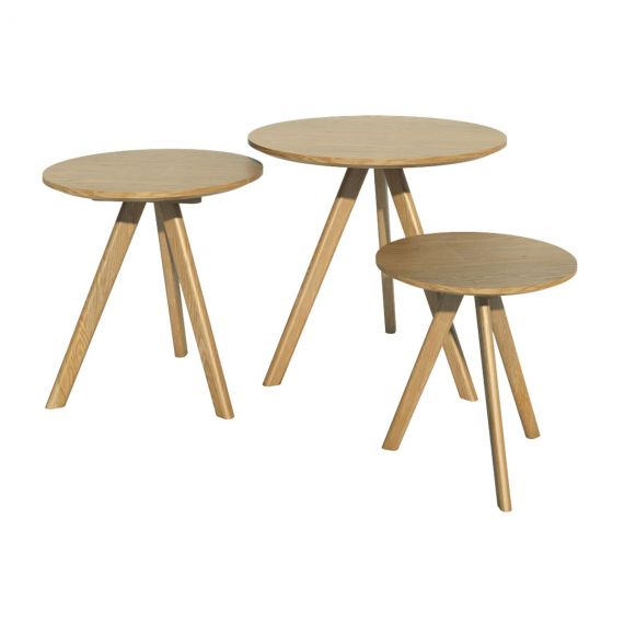 Scandic Oak Round Nest of Tables - Set of 3 - Scandic Oak Furniture - Retro Style