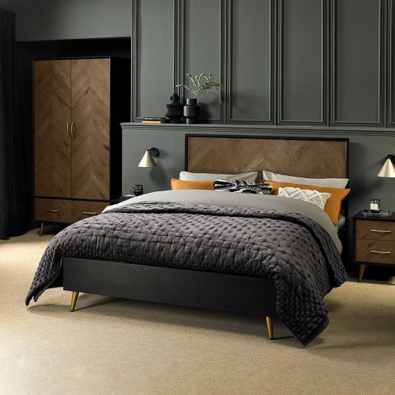 Sienna Fumed Oak & Peppercorn 6ft Super King Size Bed