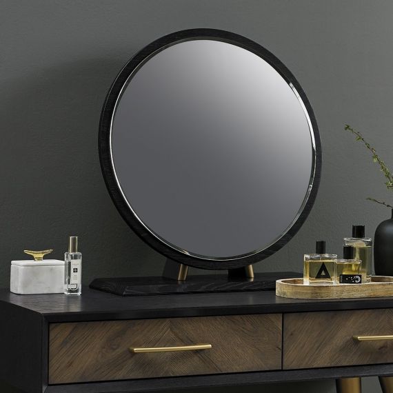 Sienna Peppercorn Round Dressing Table Vanity Mirror