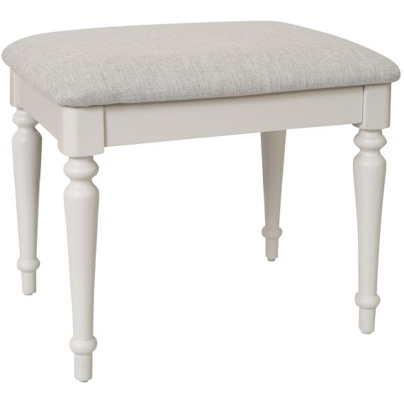 Telford Oak and Painted Dressing Table Stool - Grey Fabric Seat