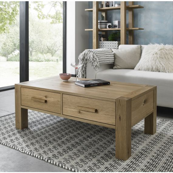 Turin Light Oak Coffee Table with Drawers