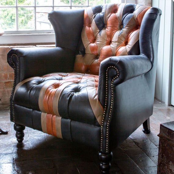 Union Jack Armchair - Wingback Leather Chesterfield Chair