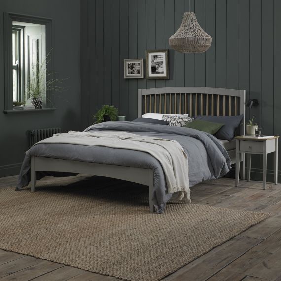Whitby Scandi Oak & Warm Grey King Size Bed - Low Foot End