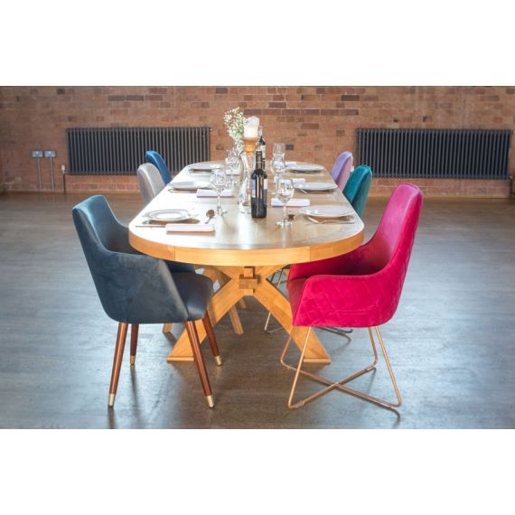 Windermere Solid Oak Oval Extending X Leg Dining Table