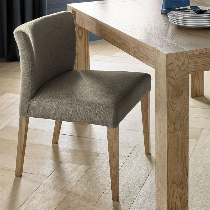 Turin Light Oak Low Back Dining Chair, Gold Fabric Dining Room Chairs