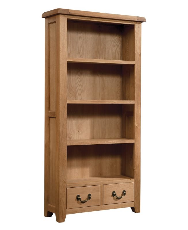 Ermere Light Oak Tall Bookcase With, Tall Oak Bookcase With Cupboard