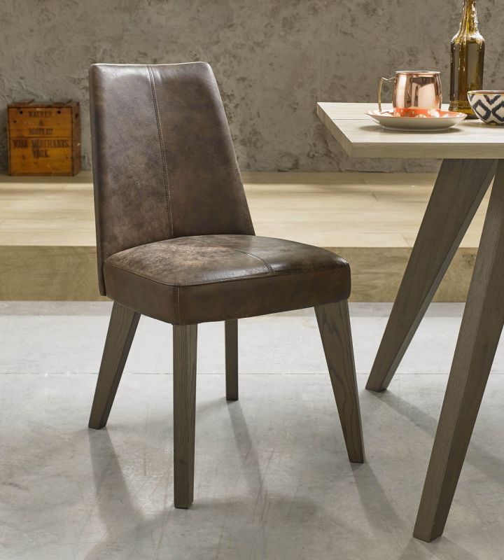 Cadell Weathered Oak Brown Distressed, Leather Dining Chairs Uk