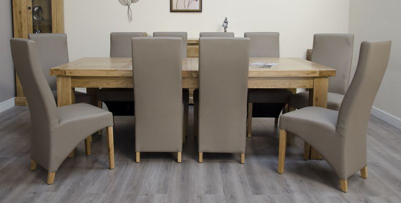Coniston Rustic Oak Extra Large Ext, Solid Oak Dining Room Chairs Uk