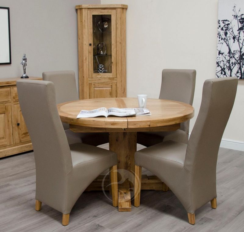 Coniston Rustic Solid Oak Round Ext, Rustic Round Dining Table And Chairs Uk