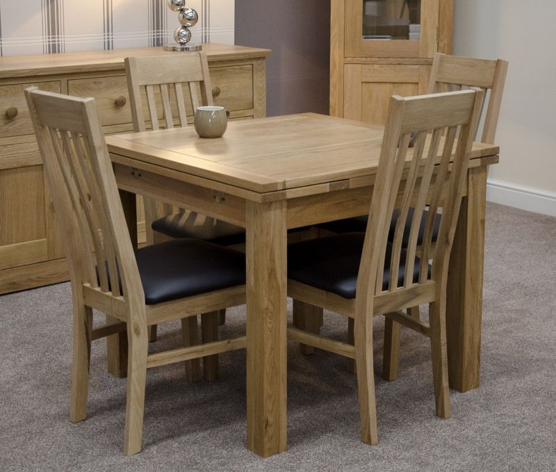 Solid Oak Small Draw Leaf Extending, Small Extendable Dining Table And Chairs Uk