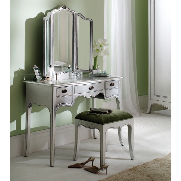 Silver Leaf Dressing Table with Mirror
